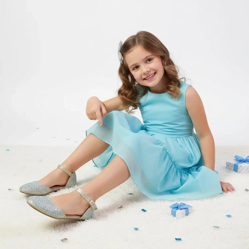 Link Sparkling Gold and Silver Girls Ballerina Flats